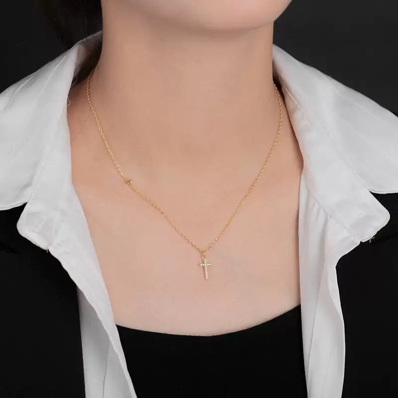 DOUBLE CROSS NECKLACE GOLD