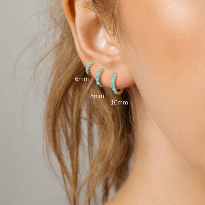 BLUE OPAL HOOPS GOLD