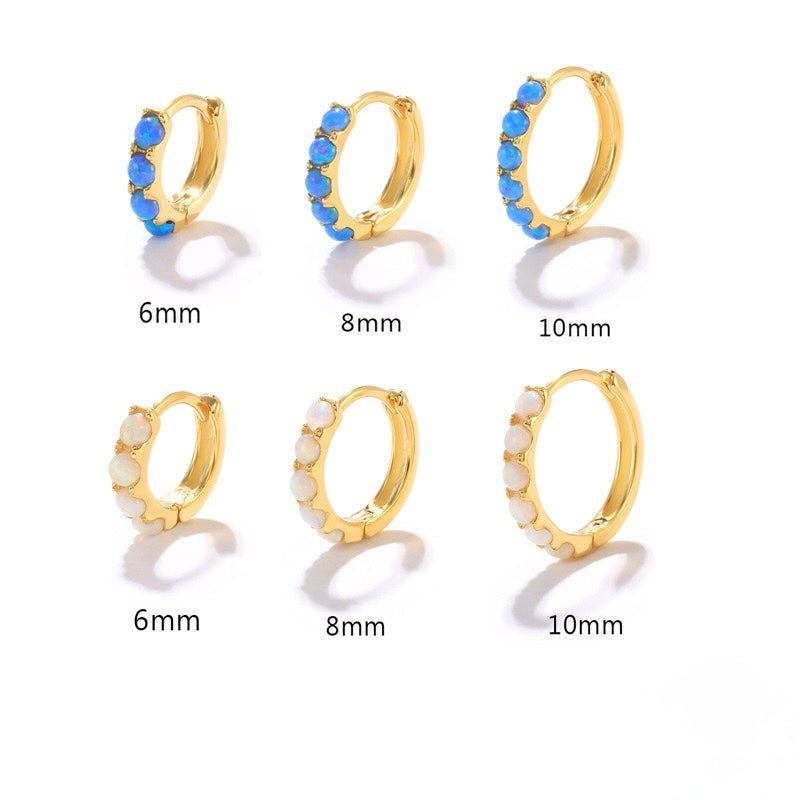 BLUE OPAL HOOPS GOLD