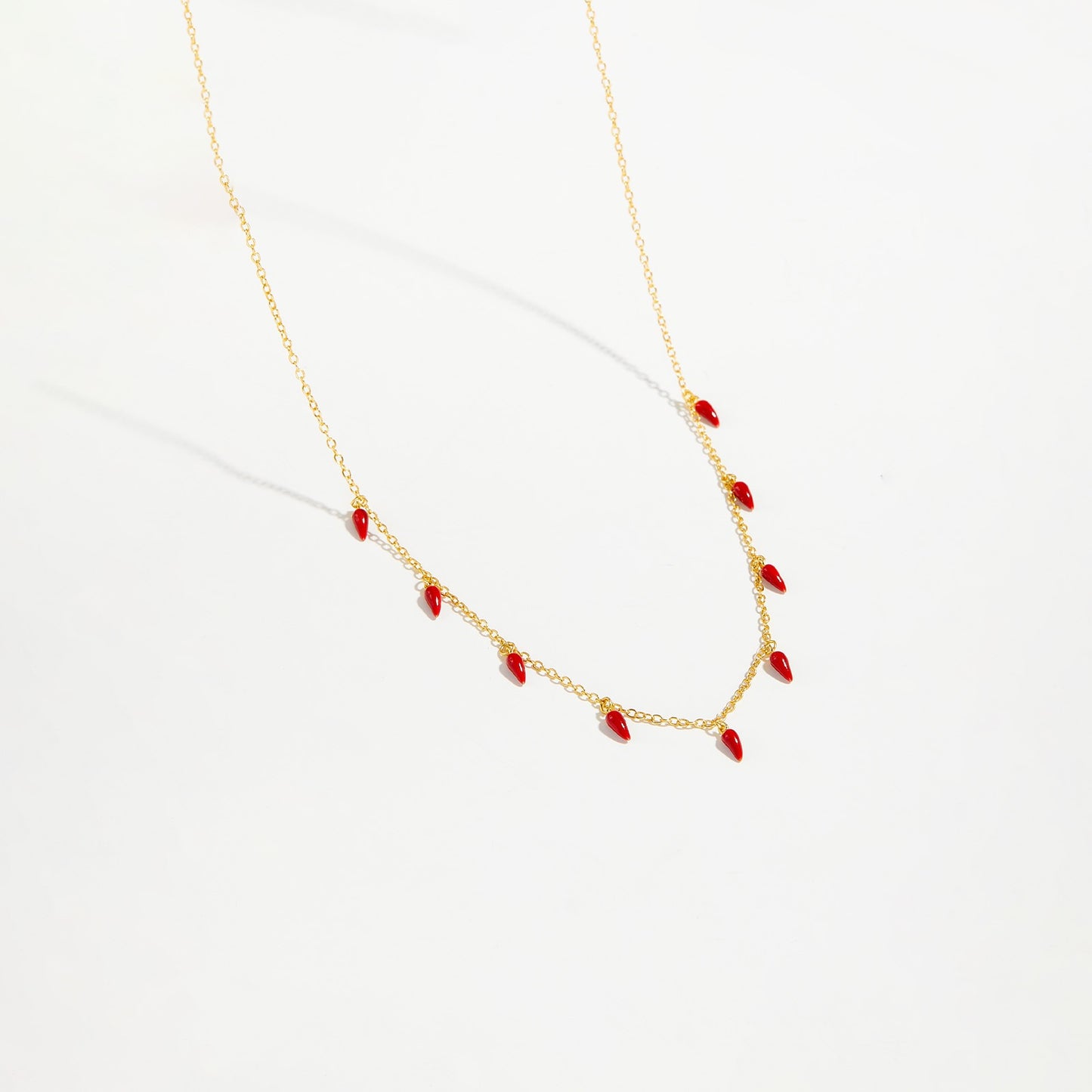 RED CHILI PENDANT NECKLACE-GOLD