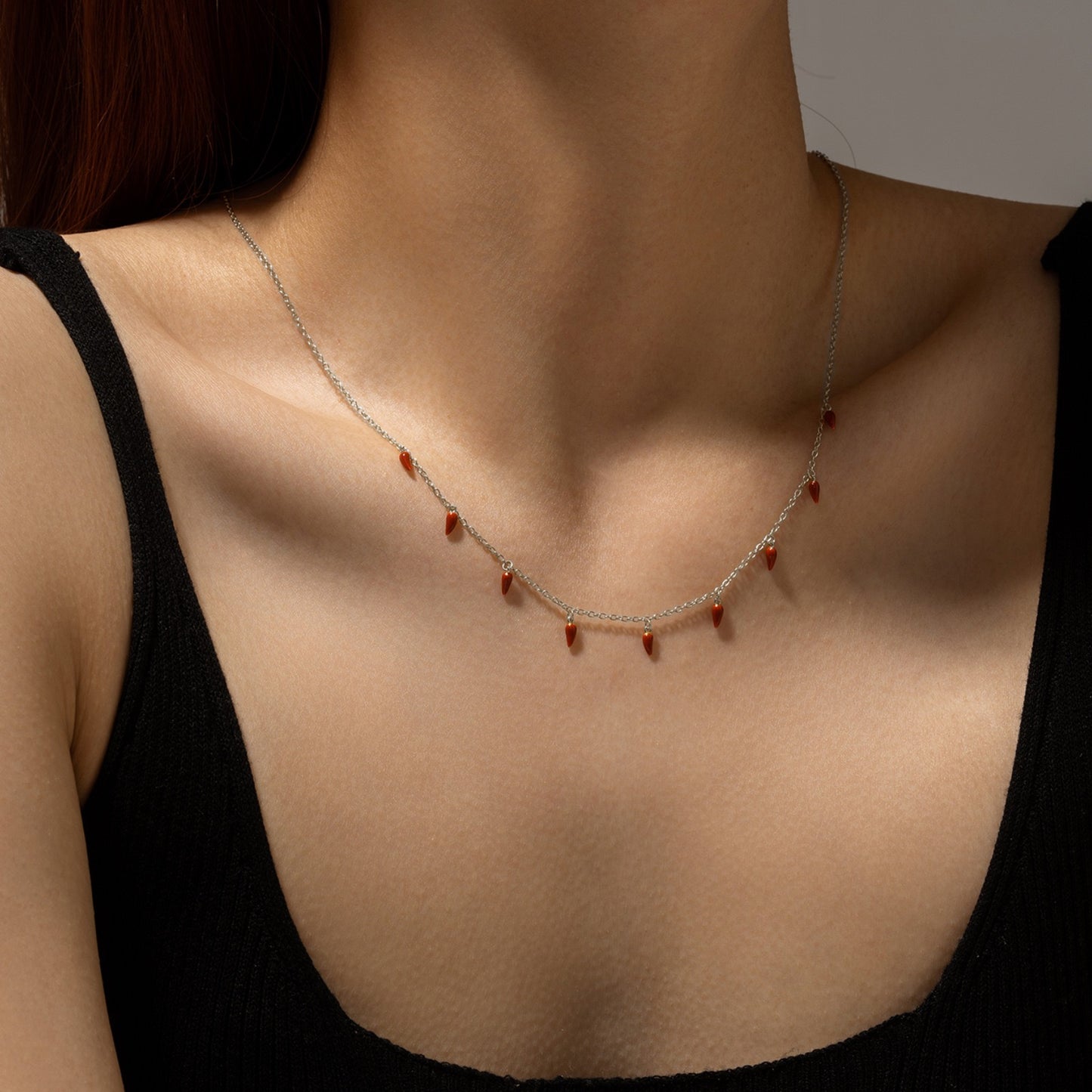 RED CHILI PENDANT NECKLACE-GOLD